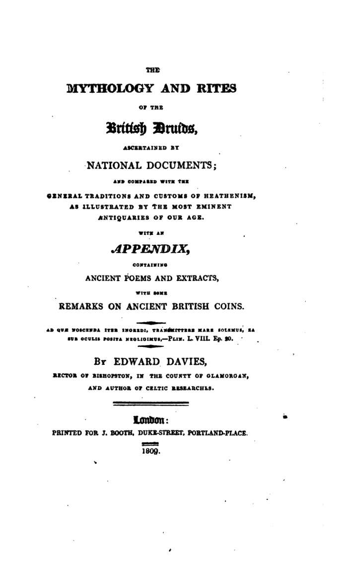 The Mythology & Rites of the British Druids - E Davies cover