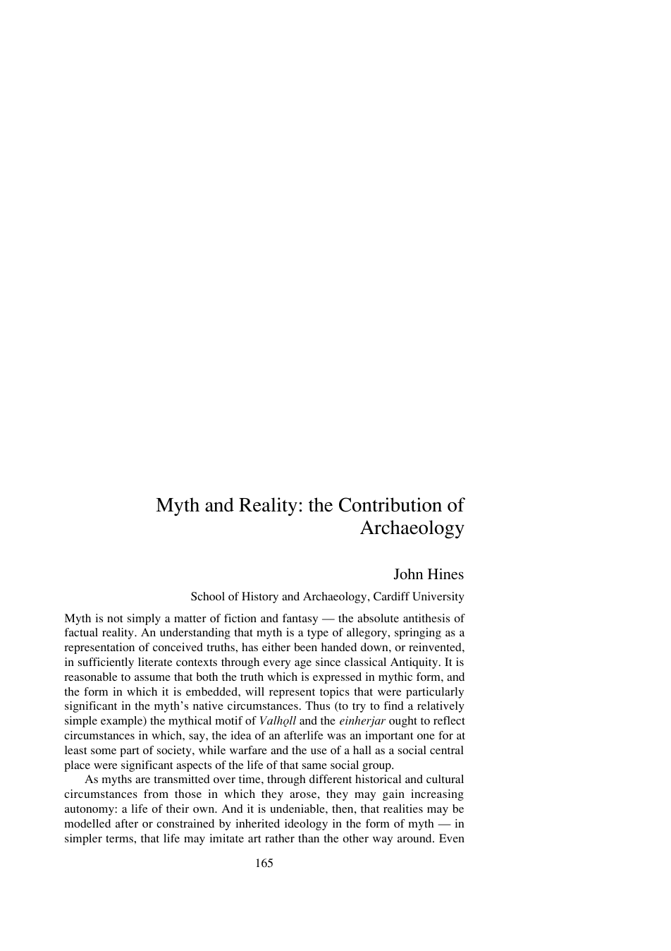 mythology and archaeology-hines cover
