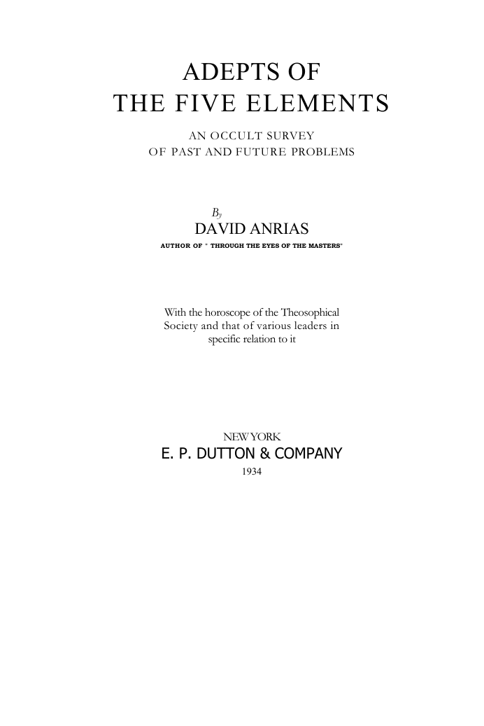 David Anrias - Adepts of the Five Elements cover