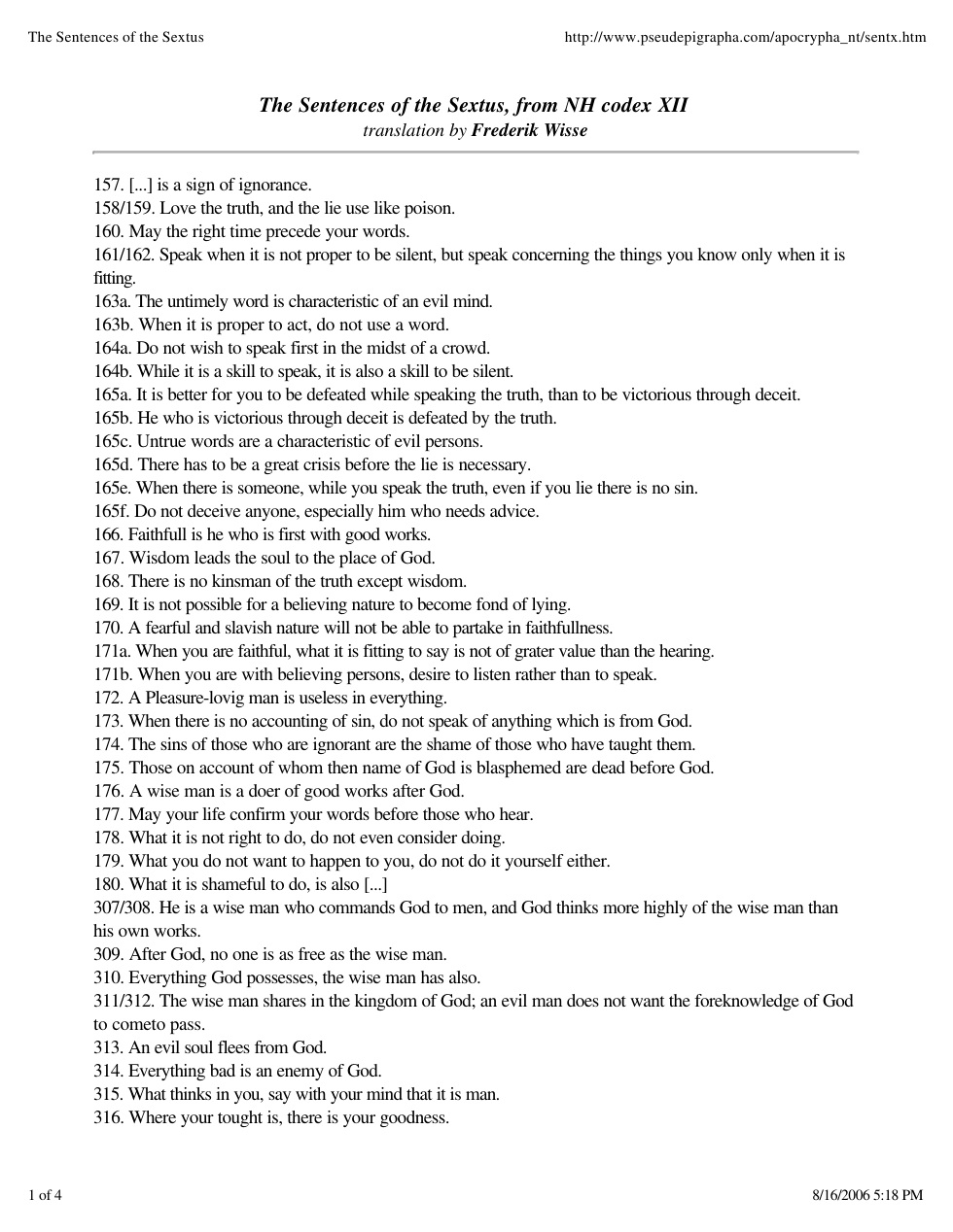 Sentences of the Sextus cover