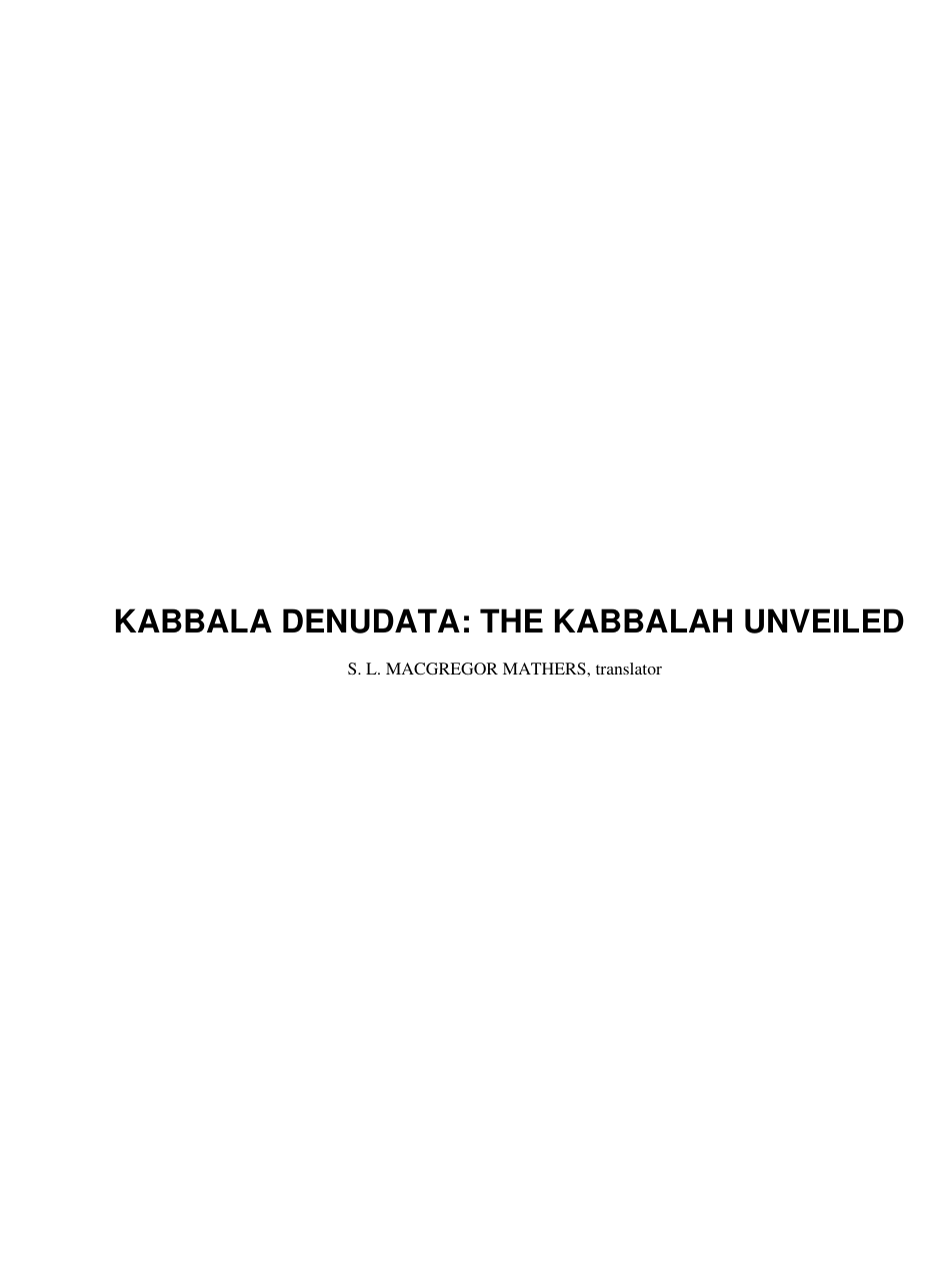Kabbalah Unveiled cover