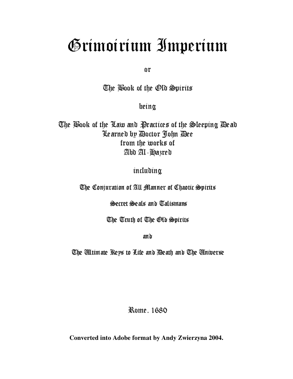 John Dee - Grimoirium Imperium cover