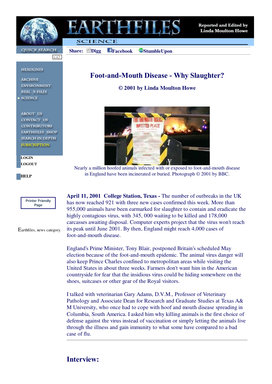 04 11 2001 Foot-and-Mouth Disease - Why Slaughter cover