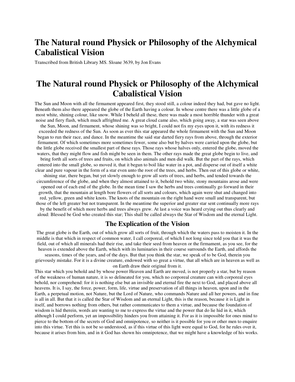 Natural round Physick or Philosophy of the Alchymical Cabalical Vision cover