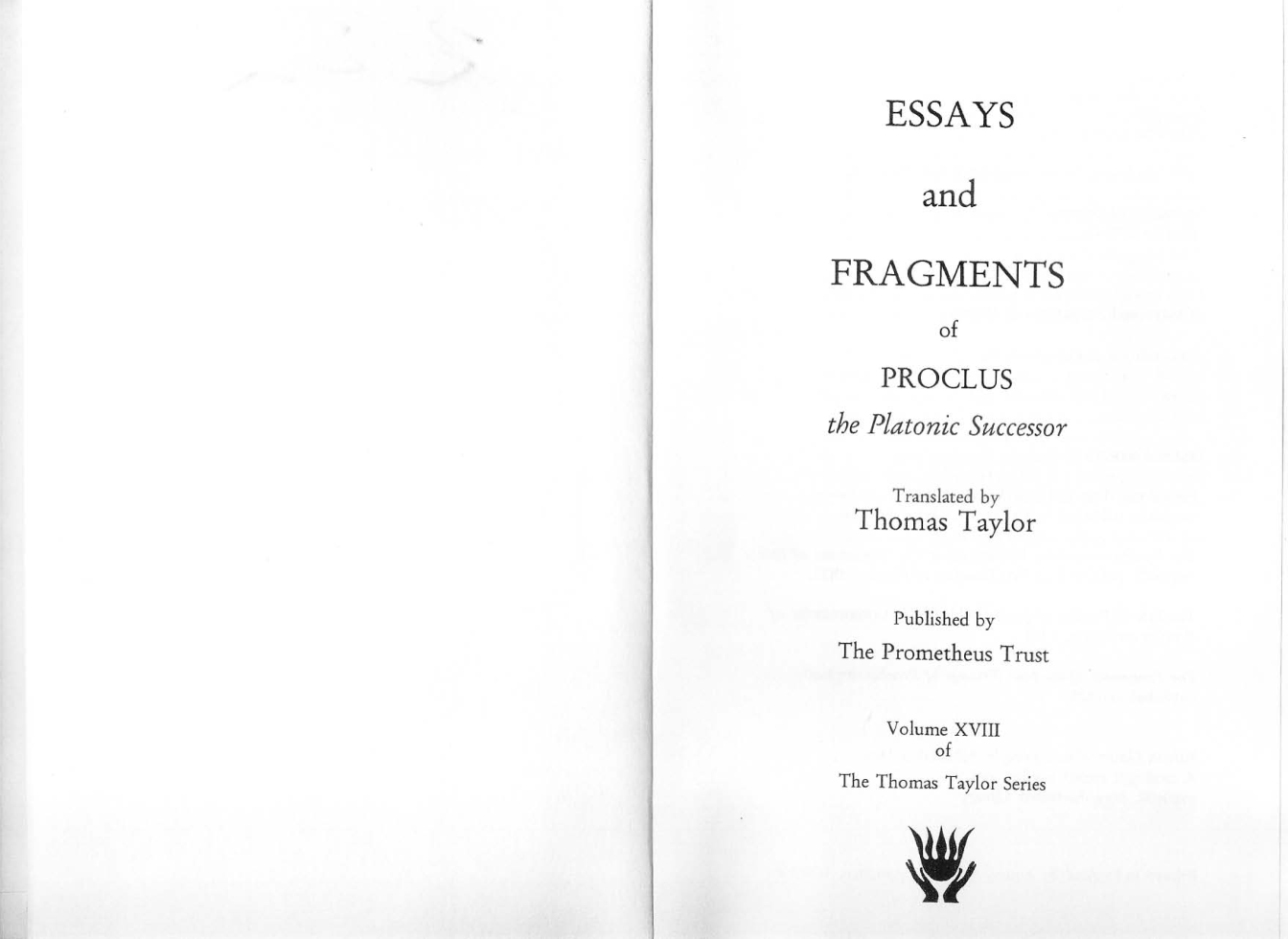 Proclus Essays and Fragments of Proclus cover
