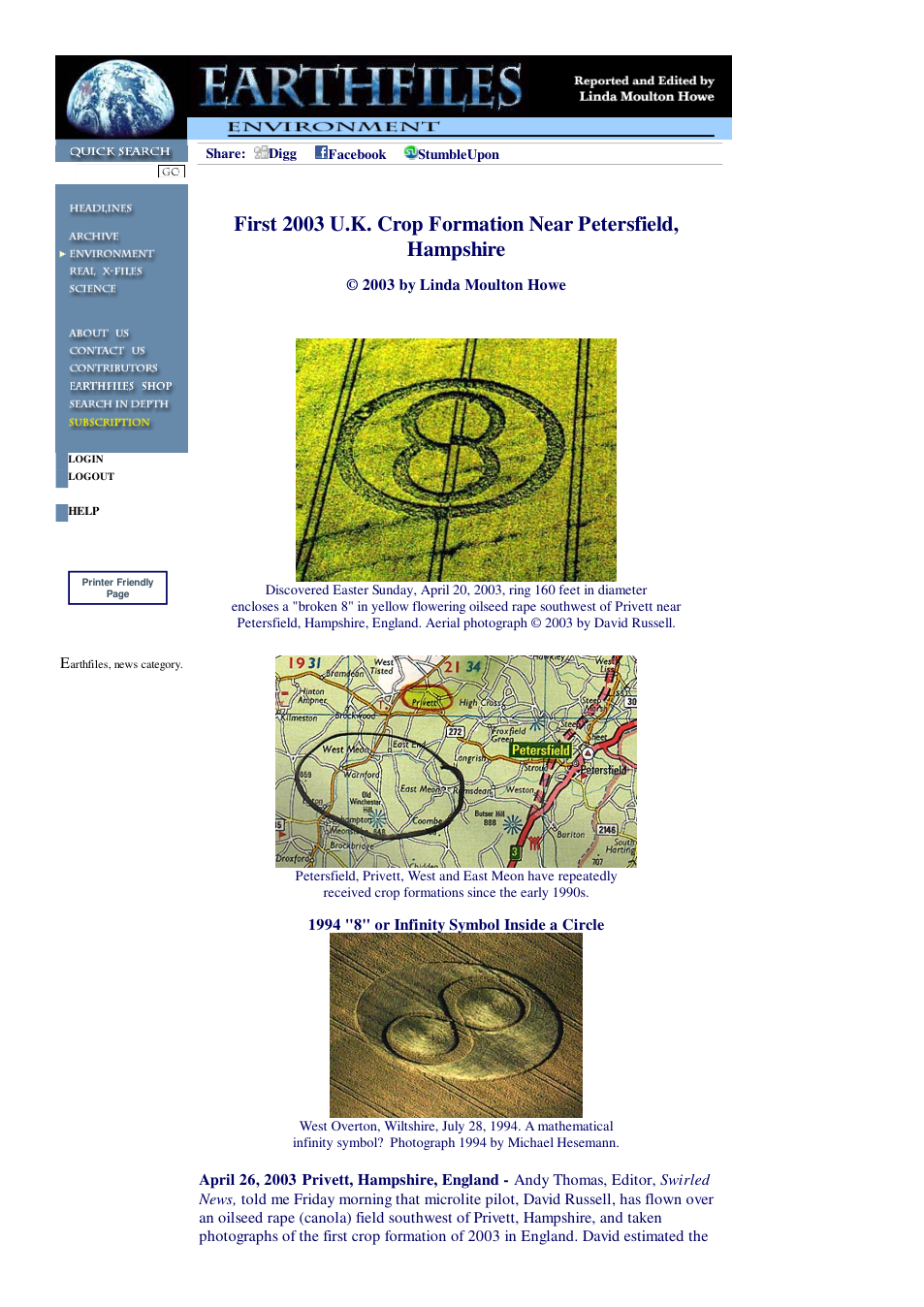 04 26 2003 First 2003 U.K. Crop Formation Near Petersfield, Hampshire cover