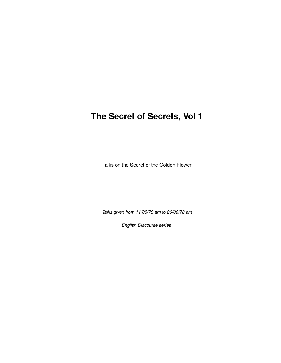 The Secret of Secrets, Vol 1 cover