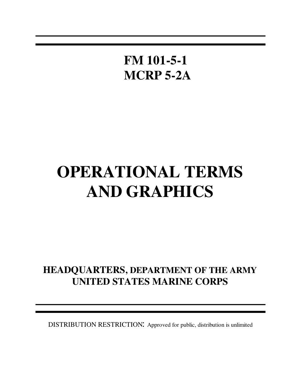 ARMY Operational Terms & Graphics FM 101-5-1 1997 339 pgs cover