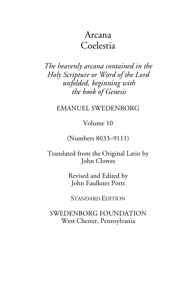 Emanuel Swedenborg - Arcana Coelestia - 10 of 12 cover