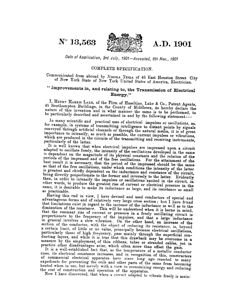 Tesla Patents - B13563 cover