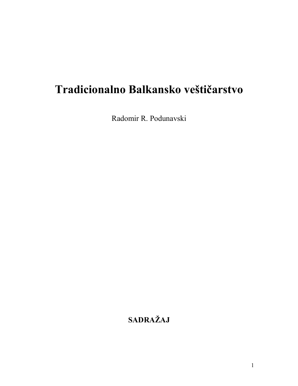 RadomirPodunavski-Tradicionalno balkansko vesticarstvo cover