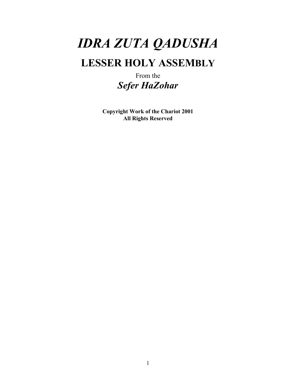 Zohar - Lesser Assembly cover