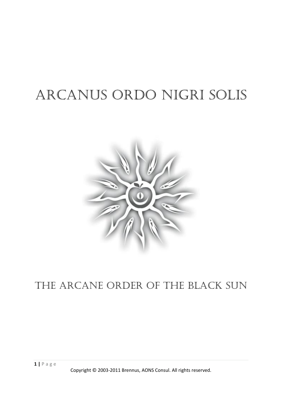 Arcanus Ordo Nigri Solis cover