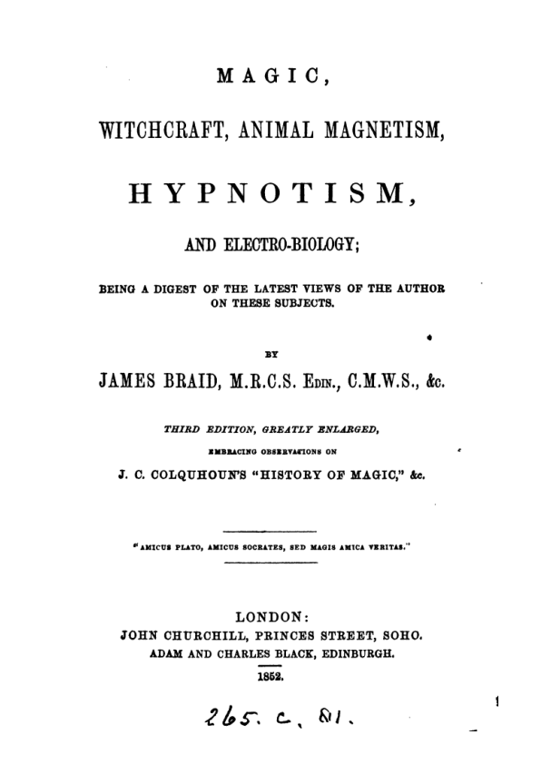 Magic Witchcraft & Hypnotism - J Braid cover