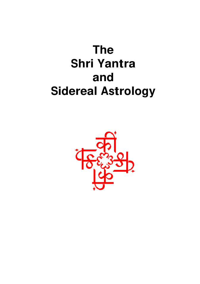 shri yantra and sidereal astrolgoy cover