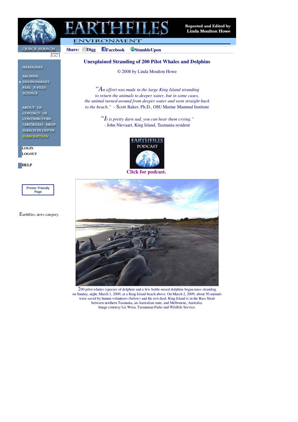 03 06 2009 Unexplained Stranding of 200 Pilot Whales and Dolphins cover