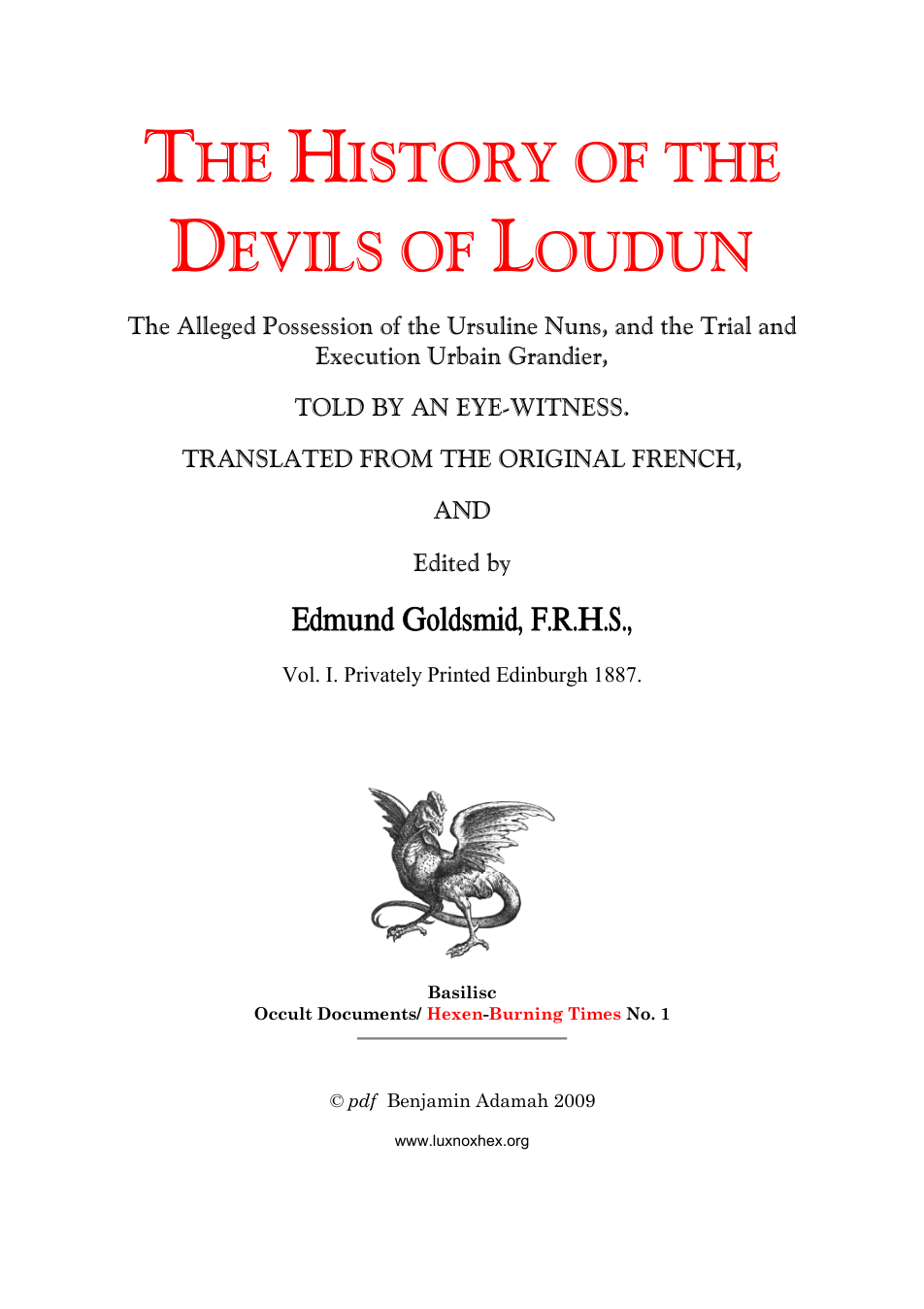 The History Of The Devils Of Loudun cover