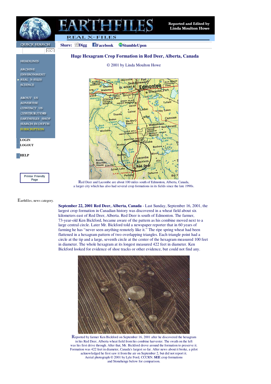 09 22 2001 Huge Hexagram Crop Formation in Red Deer, Alberta, Canada cover