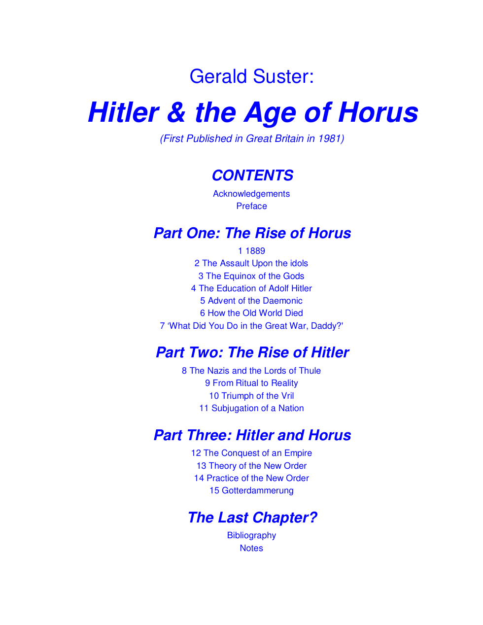 Hitler And The Age Of Horus cover