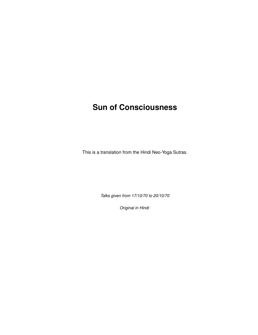 Sun of Consciousness cover