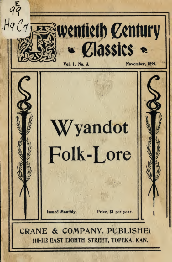 Wyandot Folk-Lore - W E Donelley cover