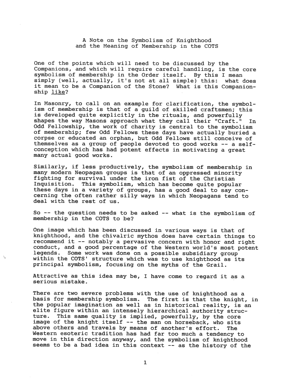 A Note on the Symbolism of Knighthood cover