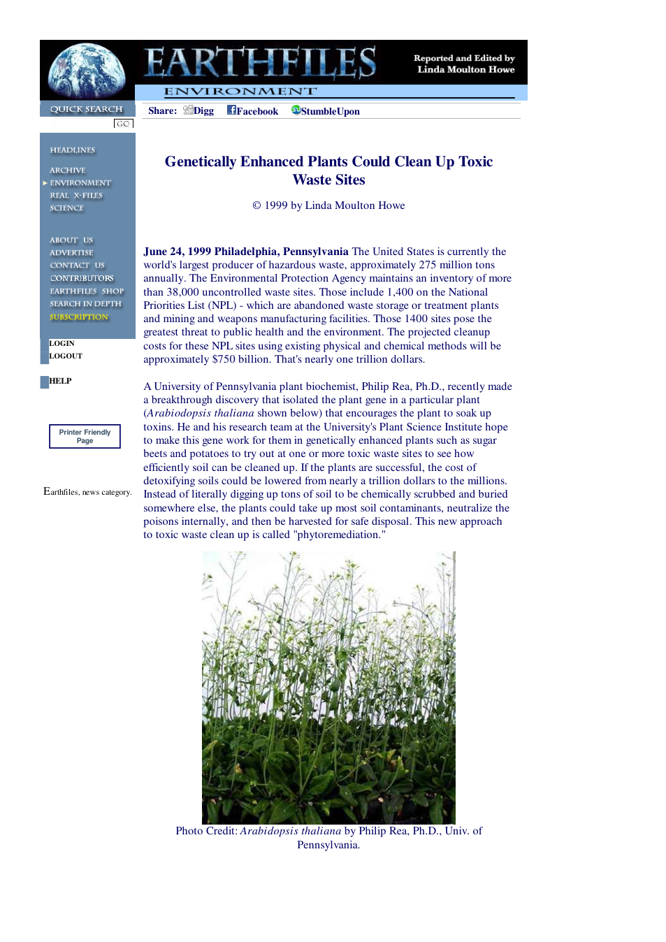06 24 1999 Genetically Enhanced Plants Could Clean Up Toxic Waste Sites cover