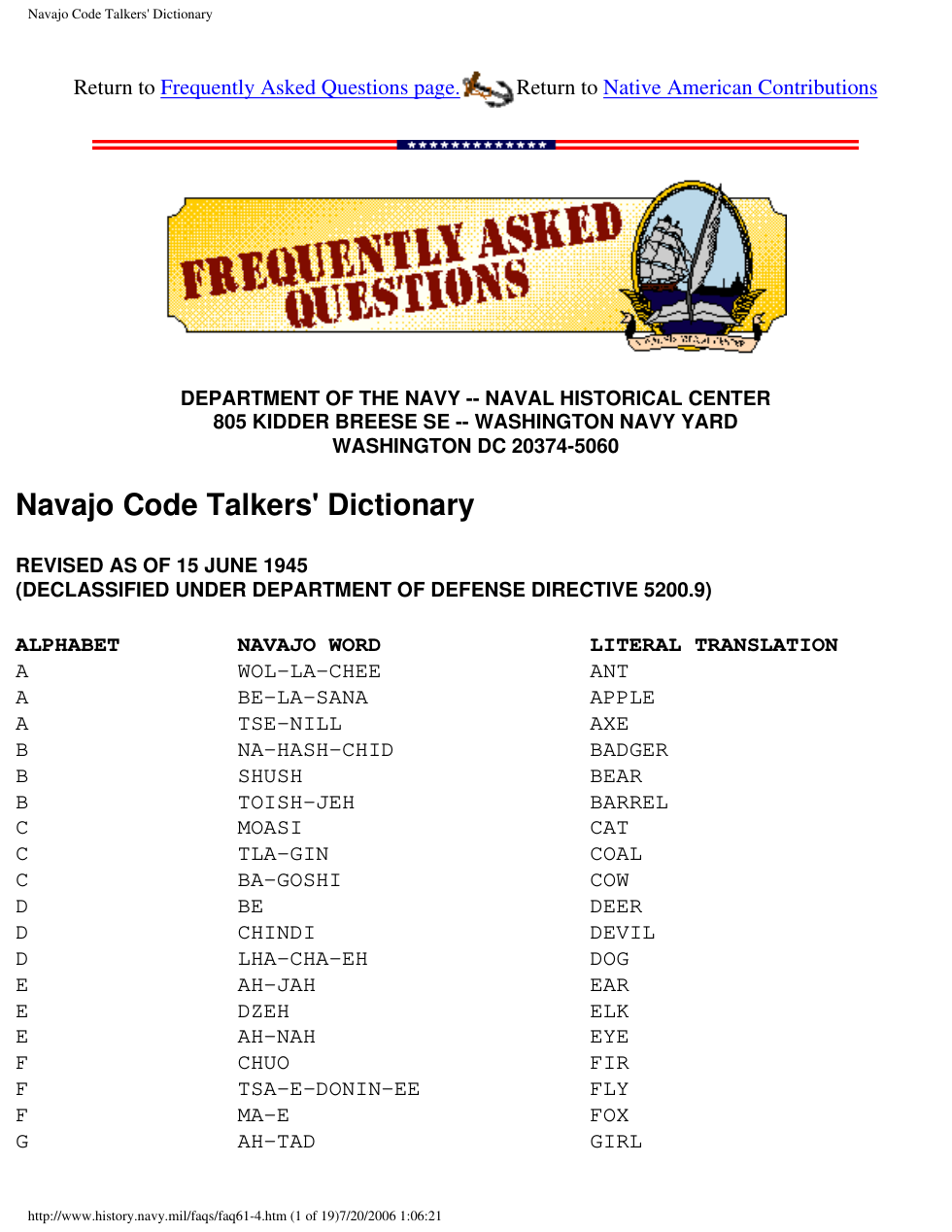 Navajo Code Talkers Dictionary (1945) cover