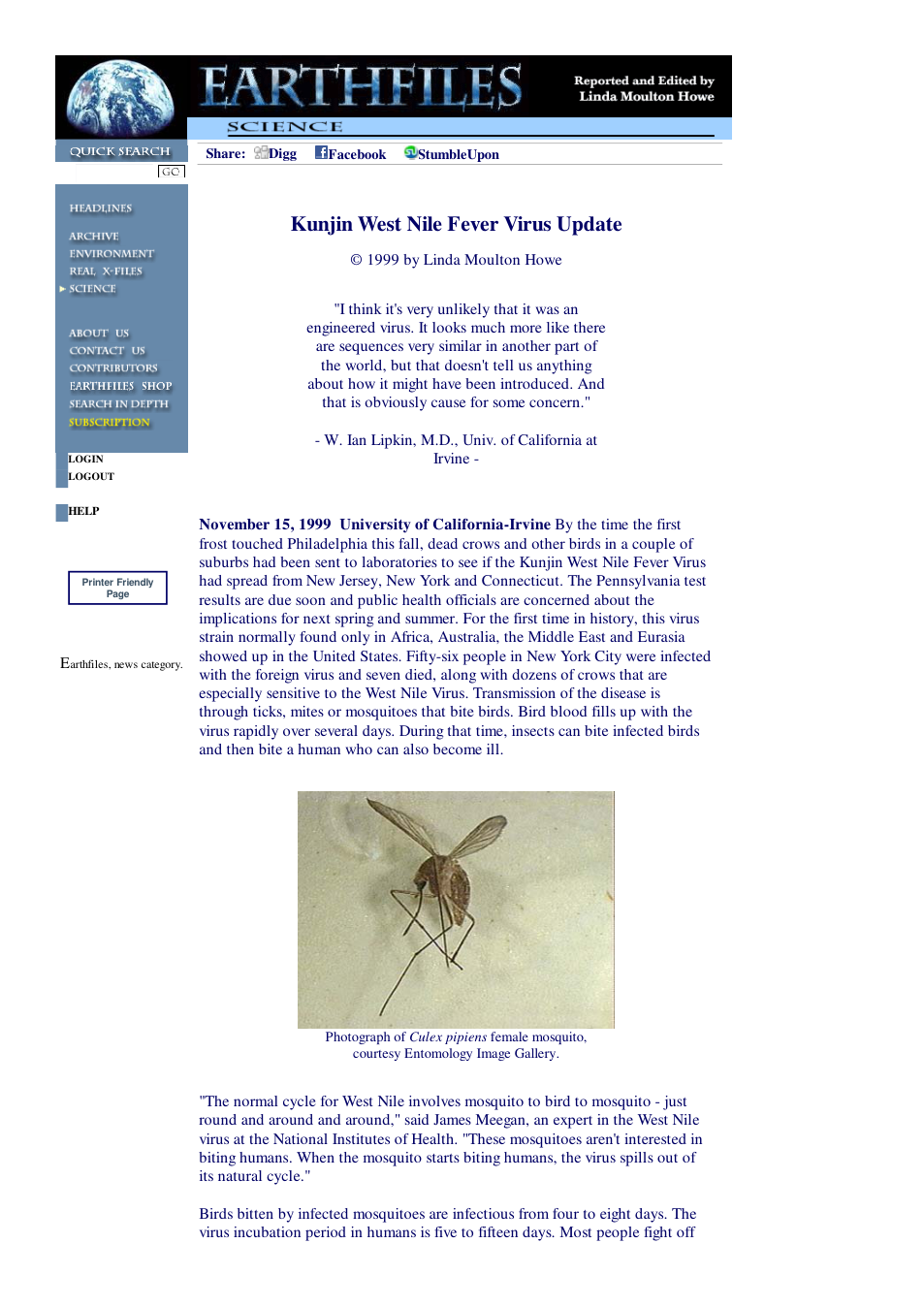 11 15 1999 Kunjin West Nile Fever Virus Update cover