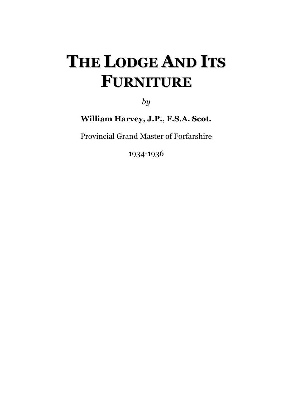 The Lodge & Its Furniture - W Harvey cover
