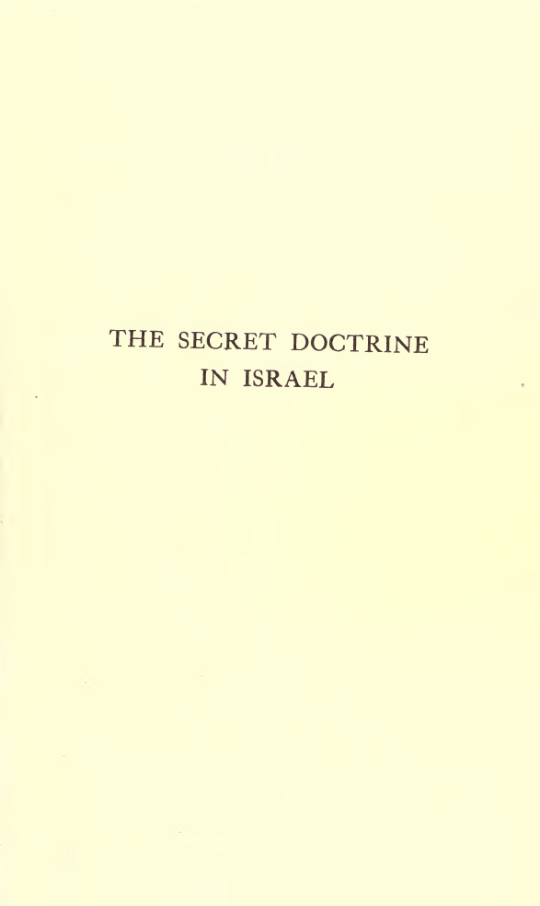 The Secret Doctrine In Israel A Study Of The Zohar And Its Connections cover