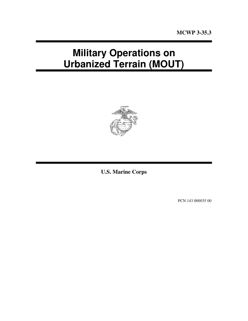 MCWP 3-35.3 Military Operations on Urbanized Terrain (MOUT) cover