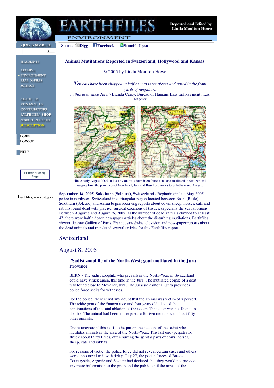 09 15 2005 Animal Mutilations Reported in Switzerland, Hollywood and Kansas cover