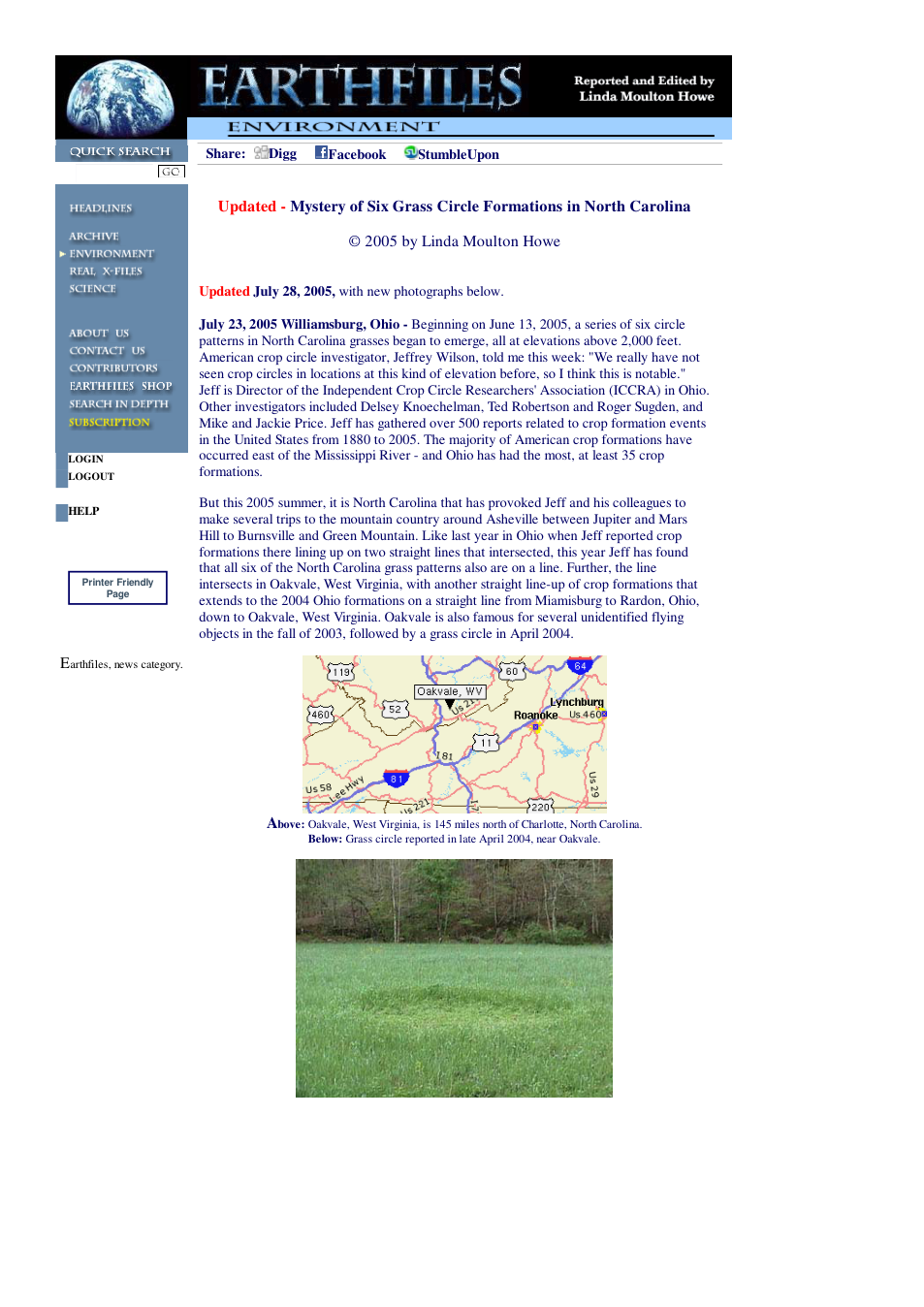 07 23 2005 Mystery of Six Grass Circle Formations in North Carolina cover