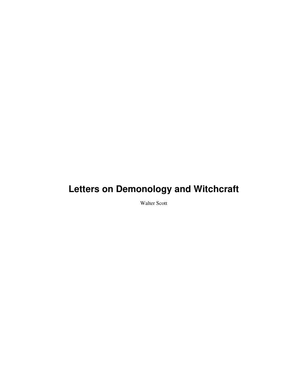 Scott - On Demonology & Witchcraft cover