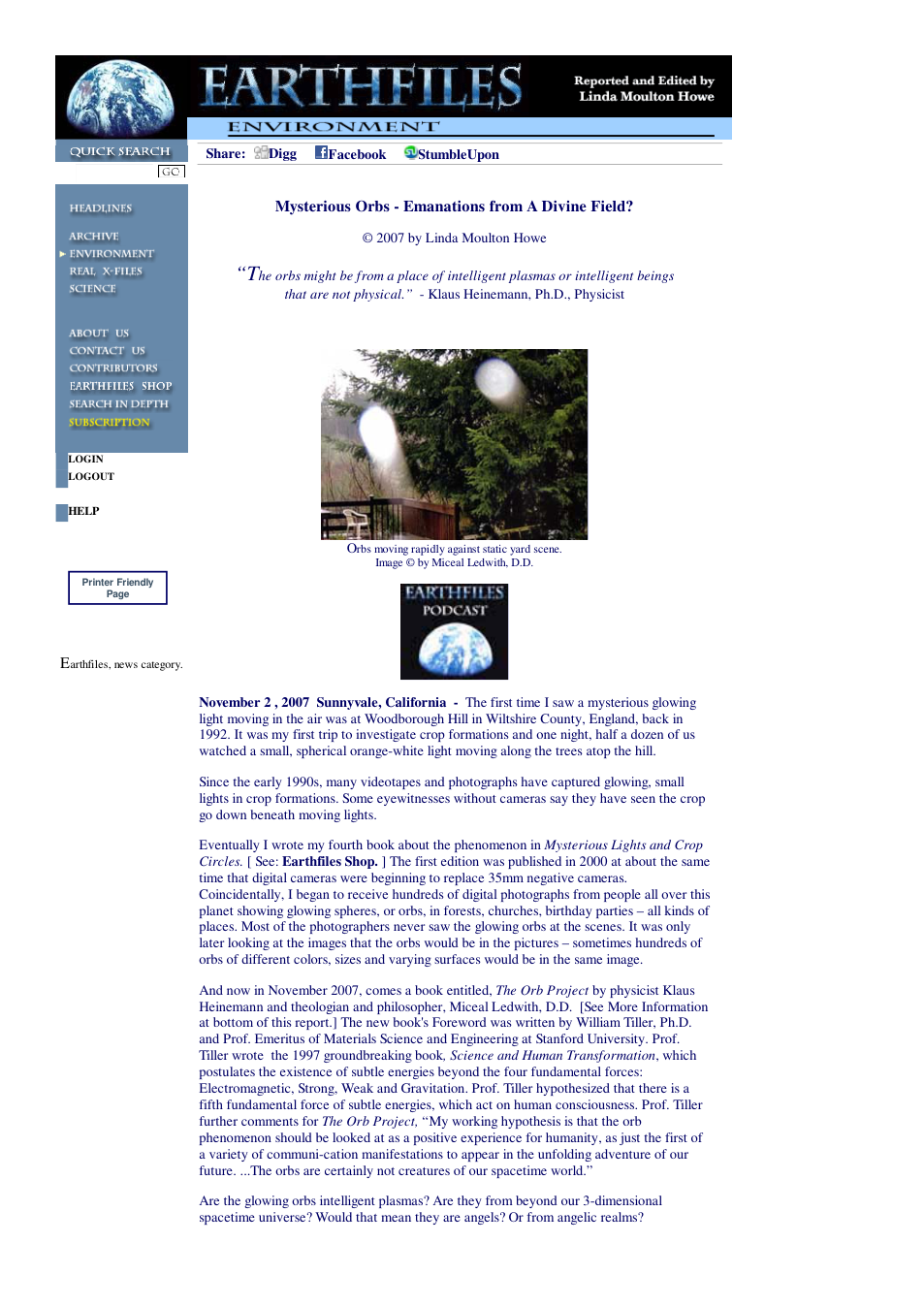 11 02 2007 Mysterious Orbs - Emanations from A Divine Field cover