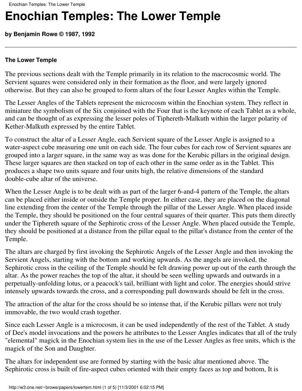 Enochian Temples - Lower Temple cover