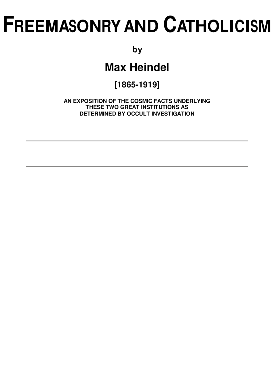 Freemasonry & Catholicism - M Heindel cover