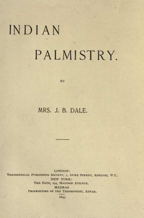 Indian Palmistry - J B Dale cover