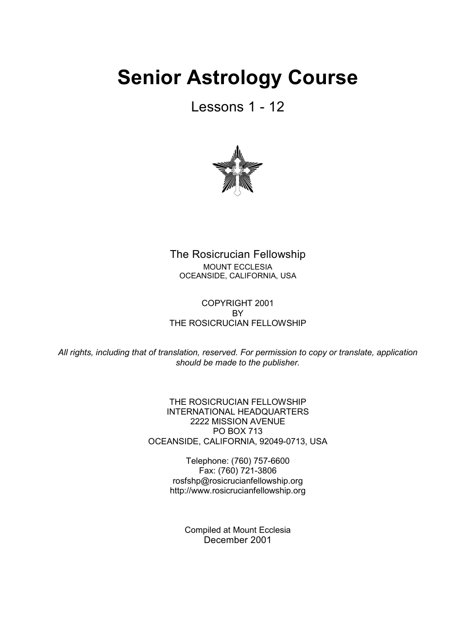 Senior Astrology Course 1-12 cover