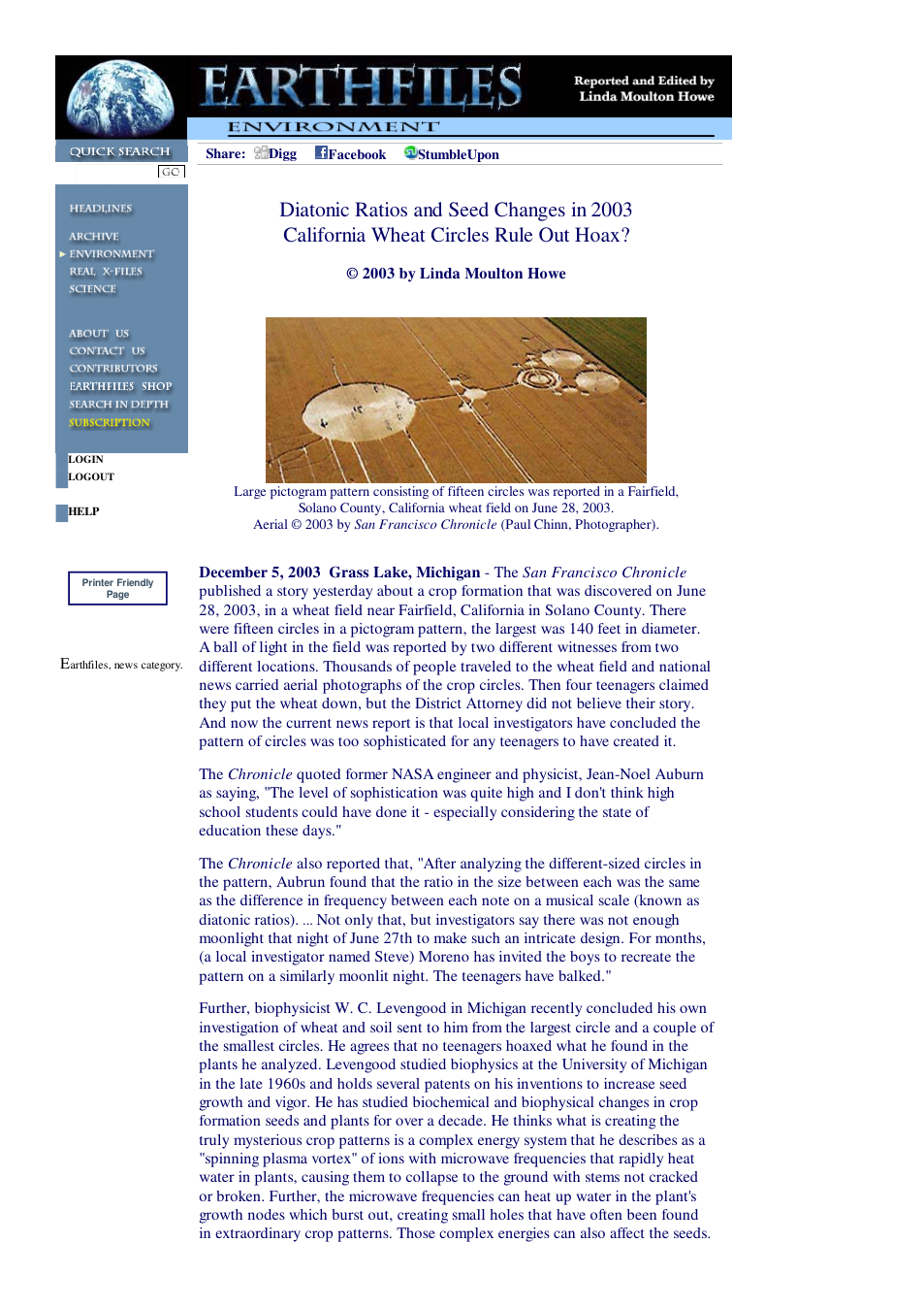 12 05 2003 Diatonic Ratios and Seed Changes in 2003 California Wheat Circles Rule Out Hoax cover