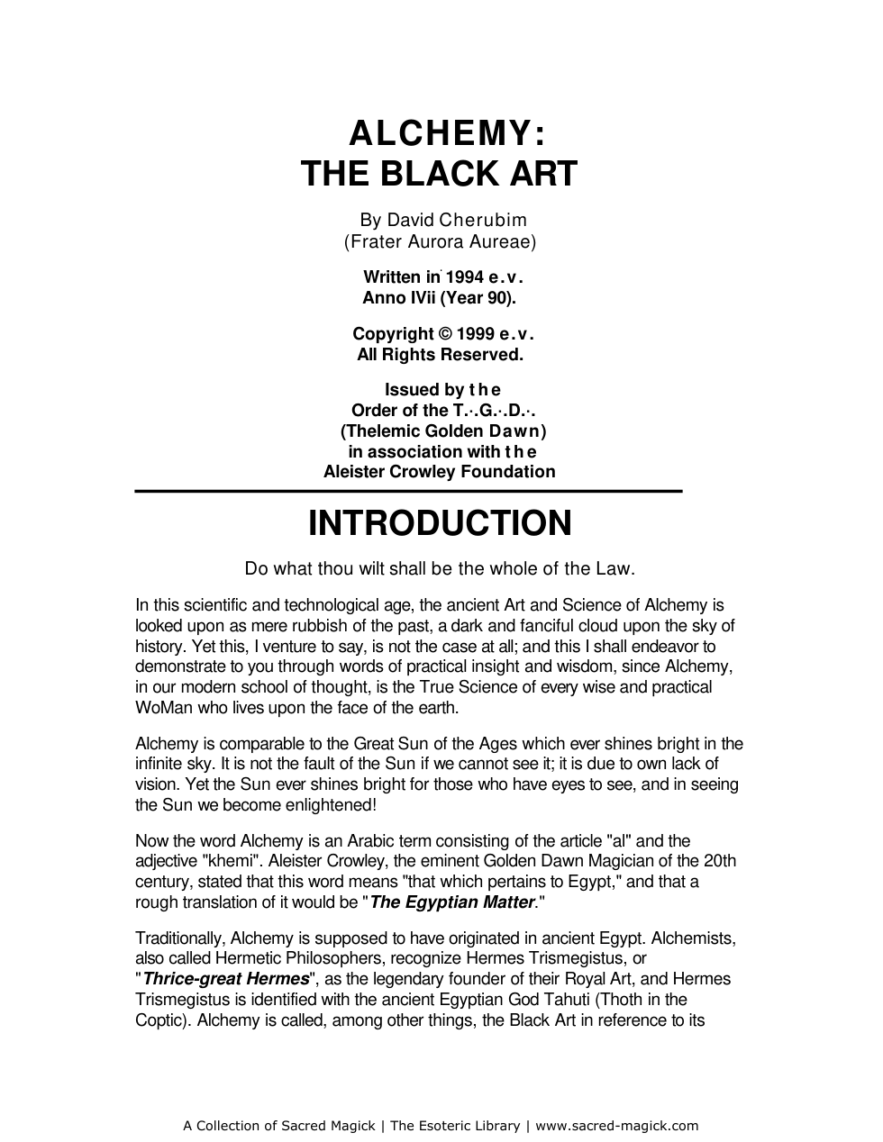 David Cherubim - Alchemy The Black Art cover
