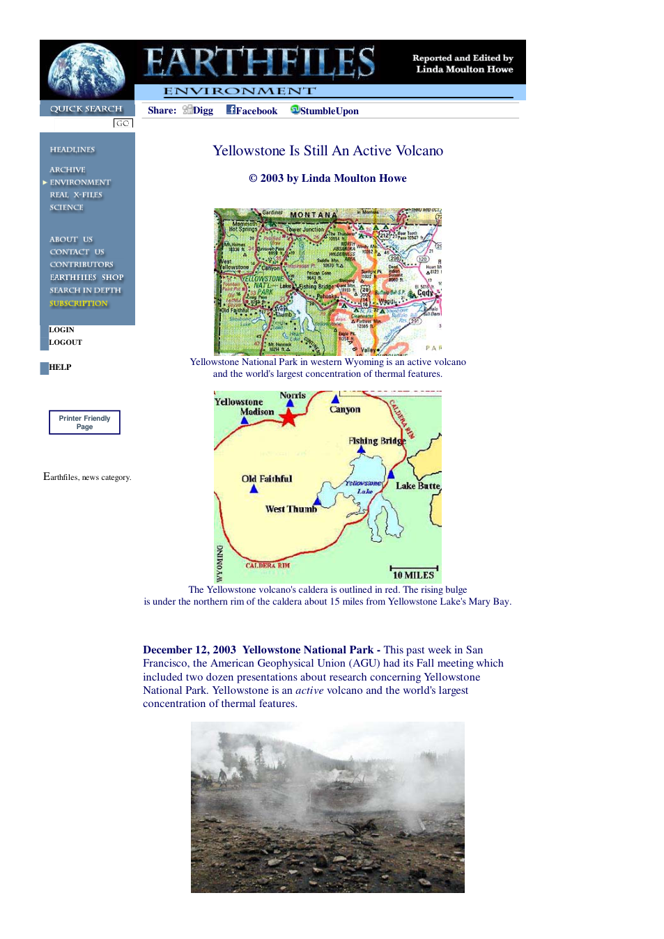 12 13 2003 Yellowstone Is Still An Active Volcano cover