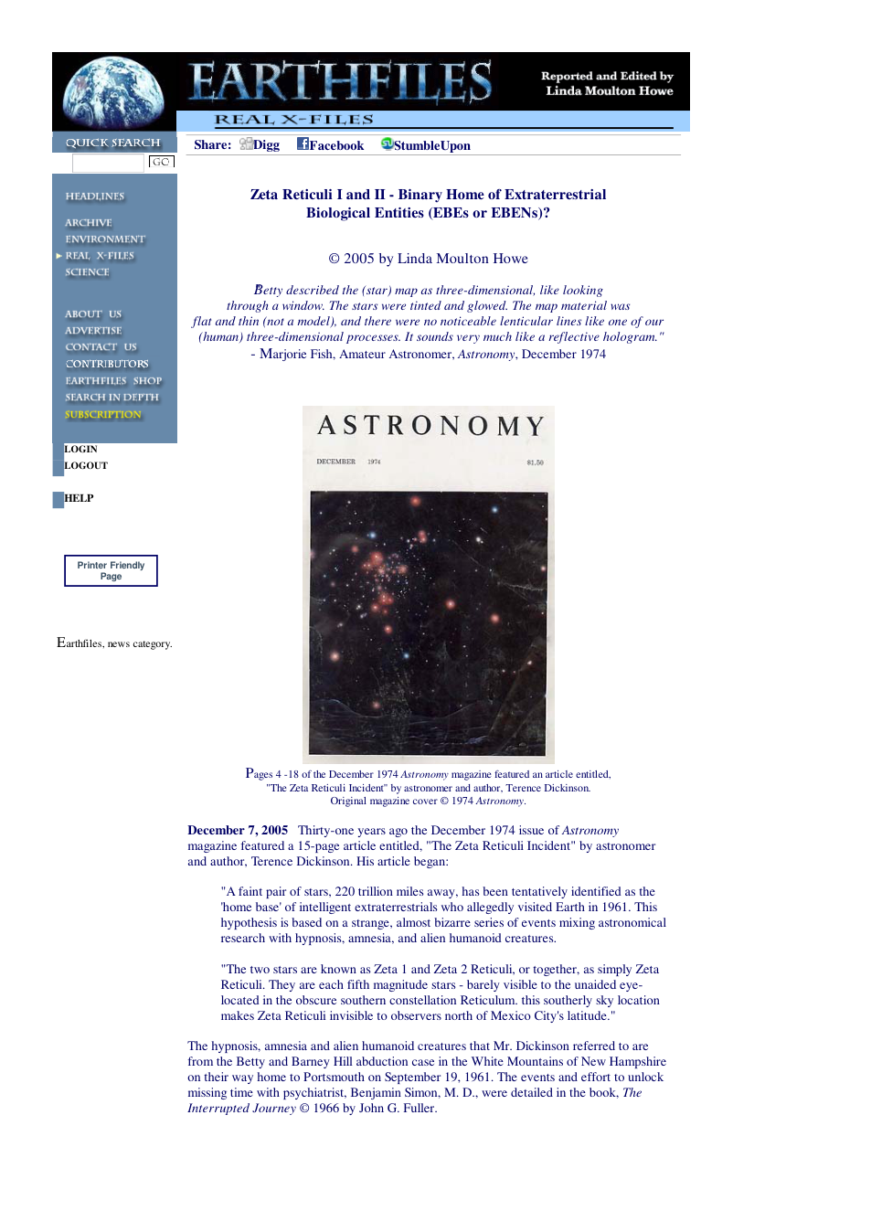 12 07 2005 Zeta Reticuli I and II - Binary Home of Extraterrestrial Biological Entities cover