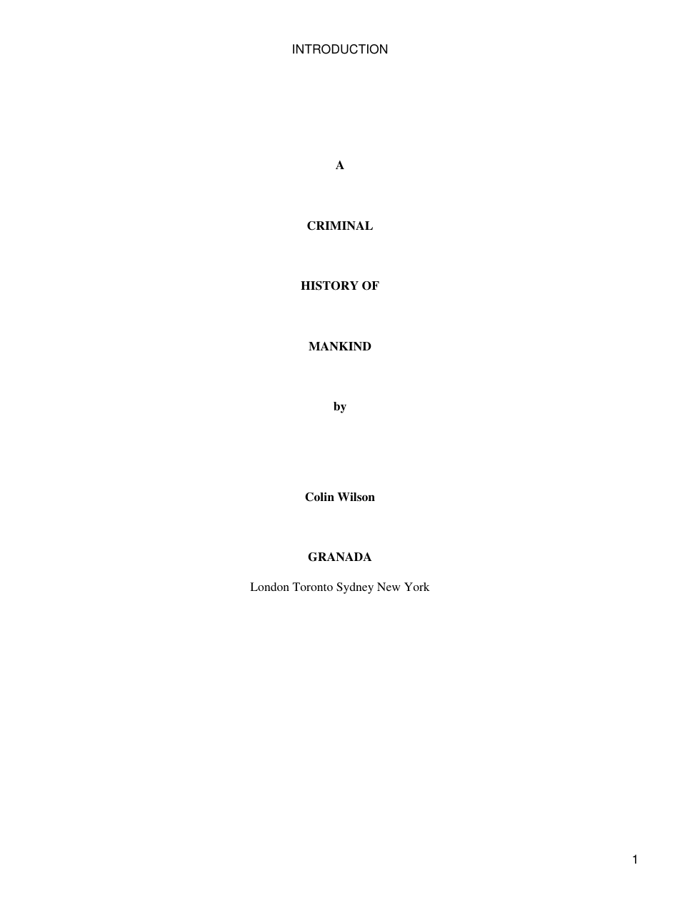 Colin Wilson - Criminal History Of Mankind cover