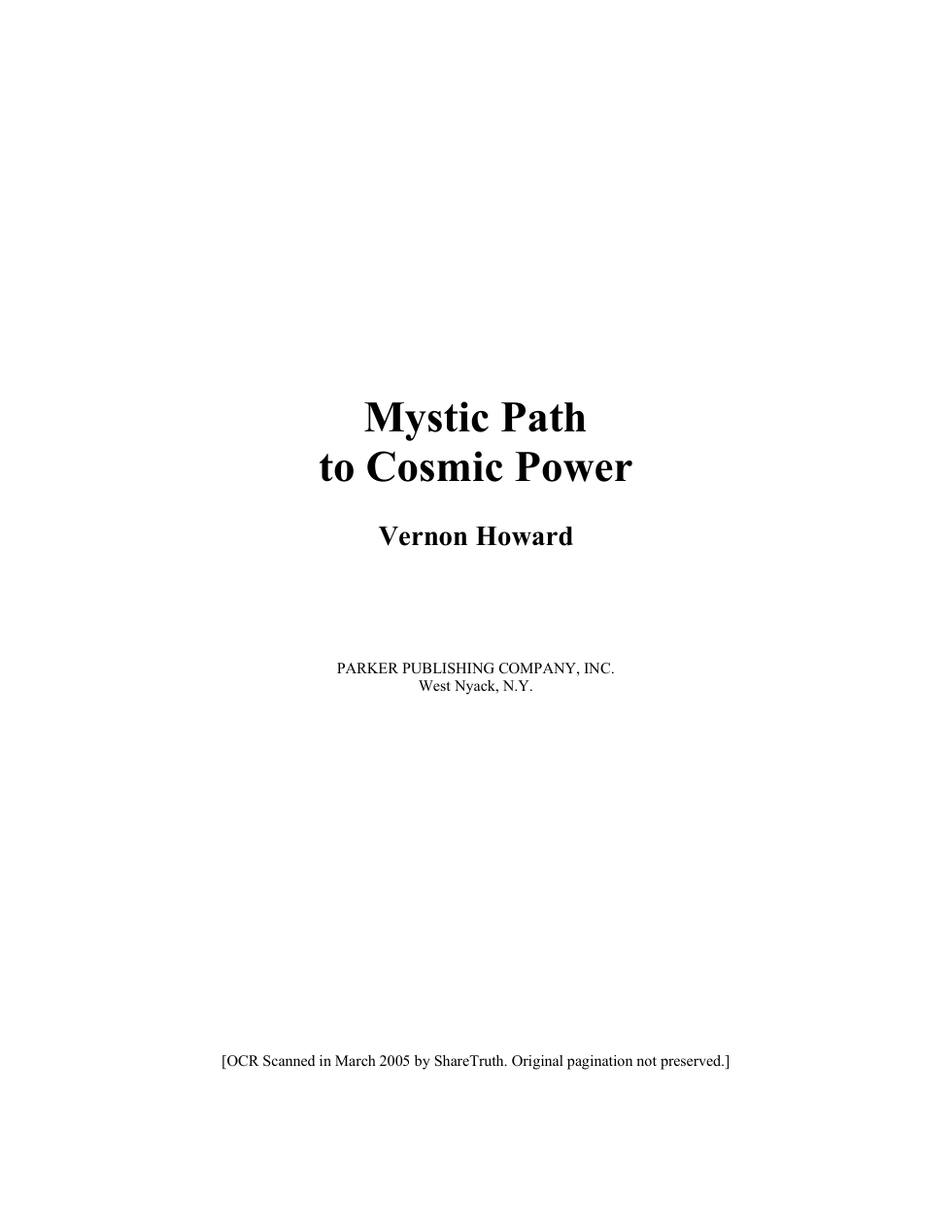 Vernon Howard - Mystic Path to Cosmic Power cover