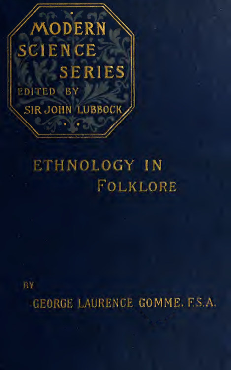 Ethnology in Folklore - G L Gomme (1892) cover