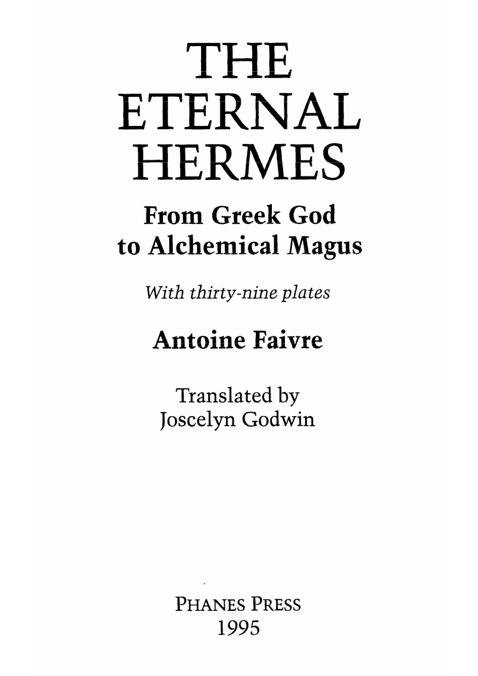 Antoine Faivre - The Eternal Hermes cover