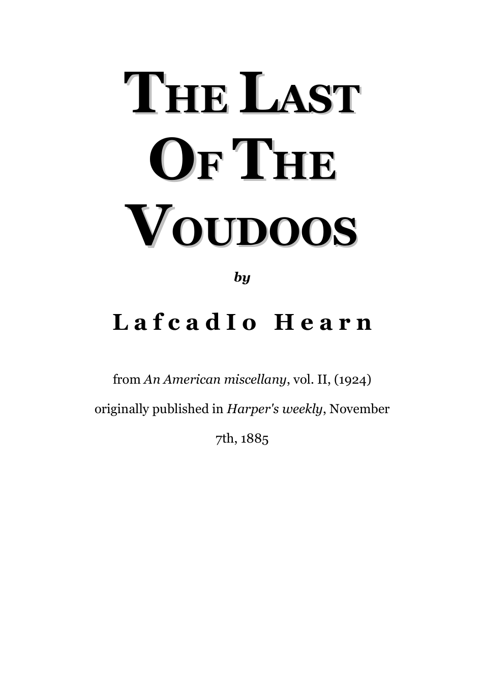 The Last Of The Voudoos - L Hearn cover