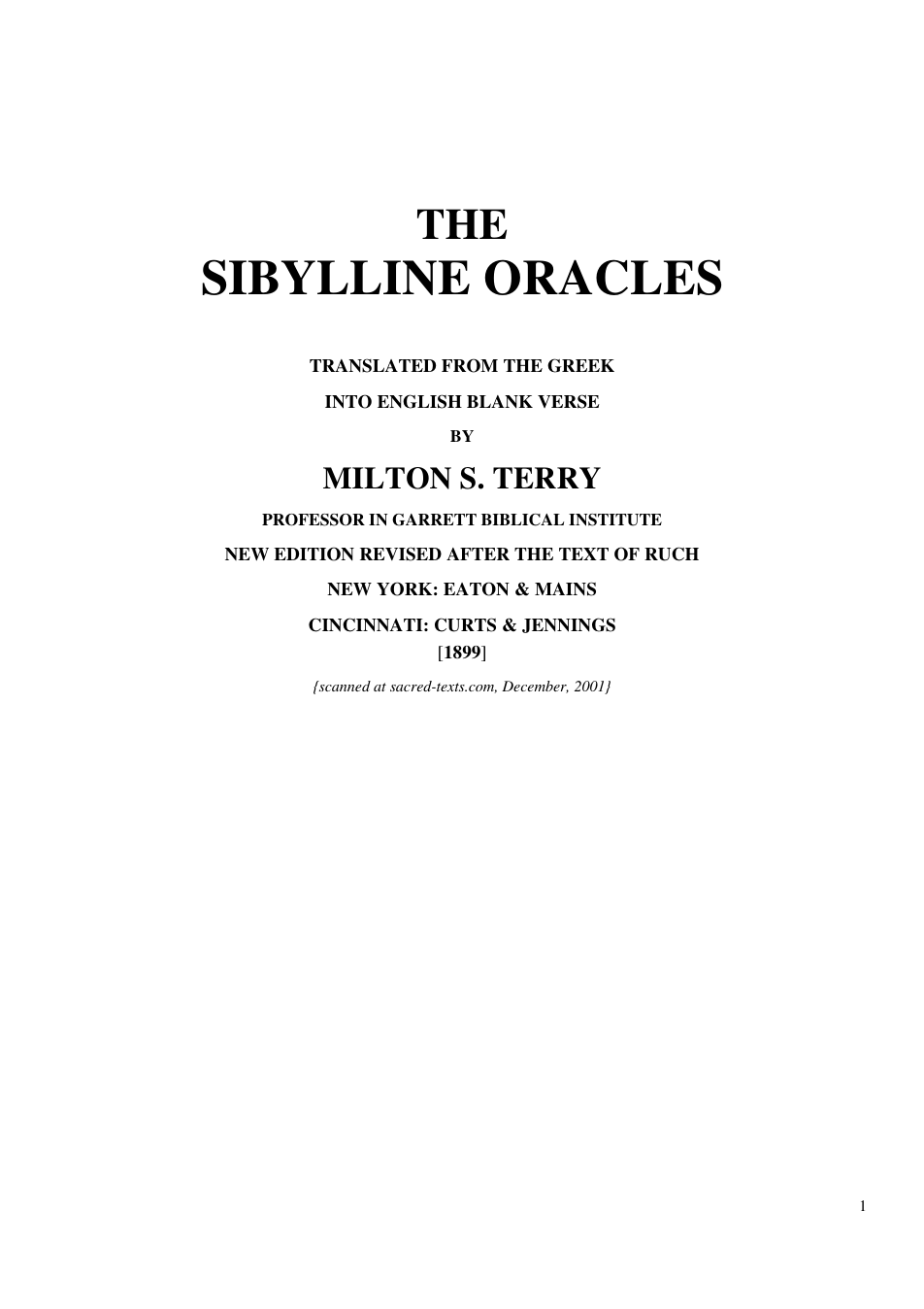 Milton S. Terry - The Sibylline Oracles cover